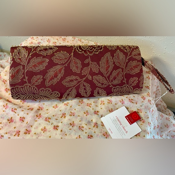 Target Limited Edition Embroidered Evening Clutch - Burgundy and Gold - Picture 3 of 8